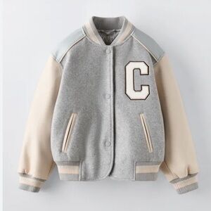 ZARA Kids Varsity Bomber Jacket| Faux Leather Sleeves | Size 11–12 (152) | NWOT
